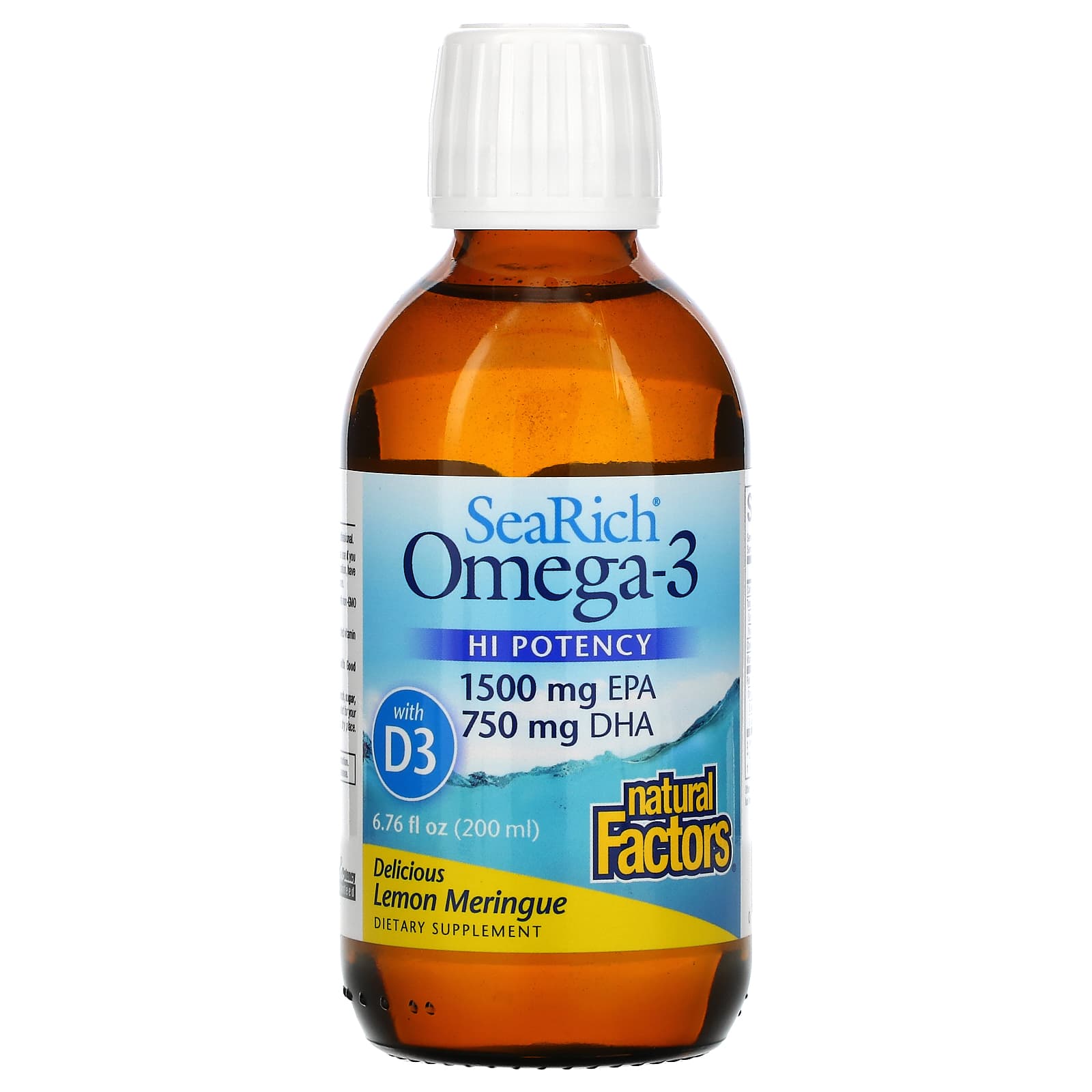 Natural Factors SeaRich Omega-3 With D3 1500mg EPA / 750mg DHA Lemon Meringue - 200 Ml